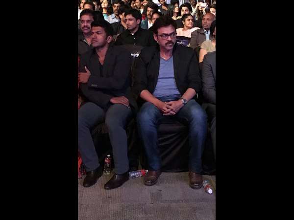 63ನೇ ಫಿಲಂಫೇರ್ ಪ್ರಶಸ್ತಿ ಪ್ರದಾನ ಸಮಾರಂಭದಲ್ಲಿ 'ವಿಕ್ಟರಿ' ವೆಂಕಟೇಶ್ ಜೊತೆ ಪುನೀತ್ ರಾಜ್ ಕುಮಾರ್