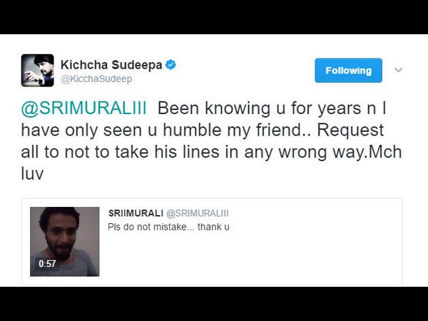 ಶ್ರೀಮುರಳಿ ಪರ ಬ್ಯಾಟ್ ಬೀಸಿದ ಸುದೀಪ್!