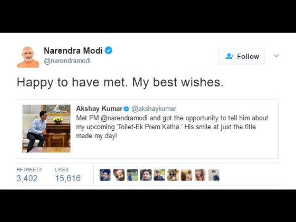 ಅಕ್ಷಯ್ ಭೇಟಿ ನಂತರ ಮೋದಿನೂ ಖುಷ್!