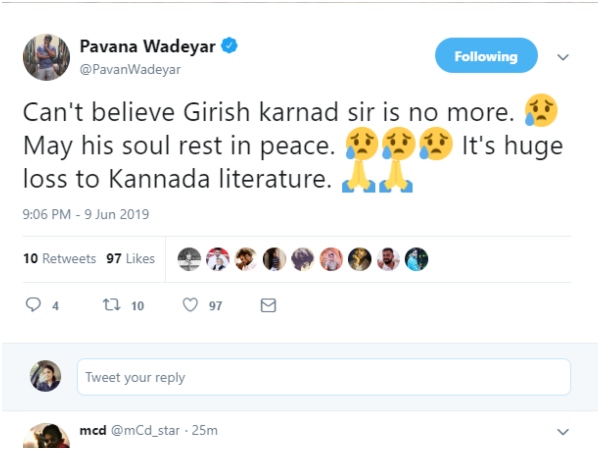 Simple Suni and Pawan Wodeyar condolence for Senior actor and Director Girish Karnad Simple Suni and Pawan Wodeyar condolence for Senior actor and Director Girish Karnad