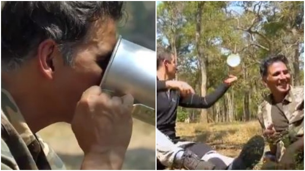 Bear Grylls Surprised To Akshay Kumar With Elephant Poop Tea Bear Grylls Surprised To Akshay Kumar With Elephant Poop Tea