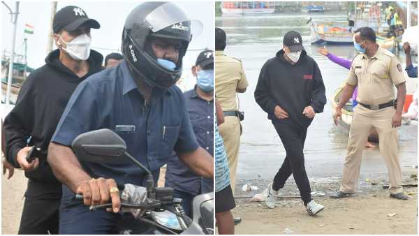 Actor Akshay Kumar Opts For Bike And Boat To Avoid Traffic And Save Time Actor Akshay Kumar Opts For Bike And Boat To Avoid Traffic And Save Time