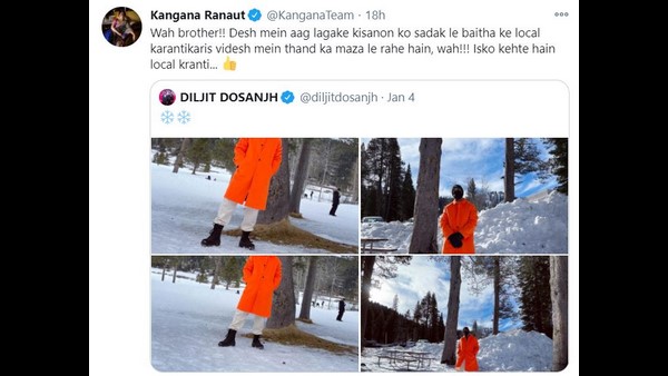 ದಿಲ್ಜಿತ್ ವಿರುದ್ಧ ಕಂಗನಾ ಕಿಡಿ