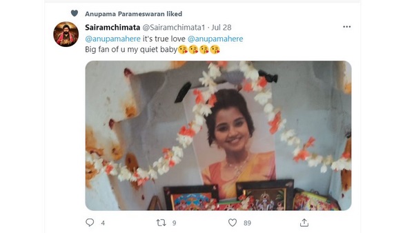 Fan did Pooja for Actress Anupama Parameswaran photo Fan did Pooja for Actress Anupama Parameswaran photo