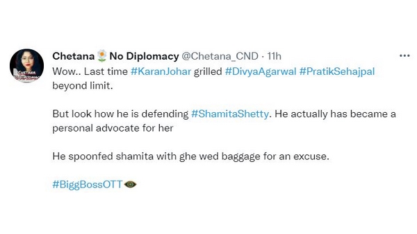 Netizens call Karan Johar biased towards Shamita Shetty, call him Shamitas Personal Advocate Netizens call Karan Johar biased towards Shamita Shetty, call him Shamitas Personal Advocate
