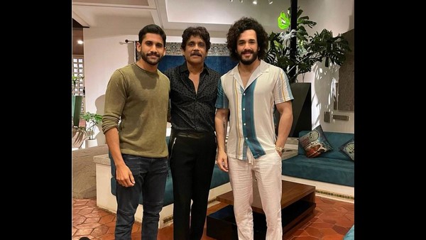 Nagarjuna has birthday feast to his wife Amala and Naga Chaitanya and Akkil but Samantha is missing Nagarjuna has birthday feast to his wife Amala and Naga Chaitanya and Akkil but Samantha is missing