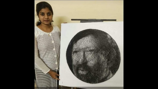 Chitradurgas Aishwarya Made Vishnuvardhan Image Through String Art Chitradurgas Aishwarya Made Vishnuvardhan Image Through String Art