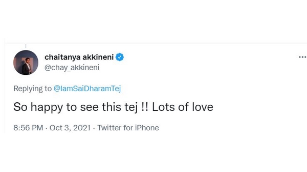 Sai Dharam tej gives thumbs up from hospital, shares first post after accident Sai Dharam tej gives thumbs up from hospital, shares first post after accident