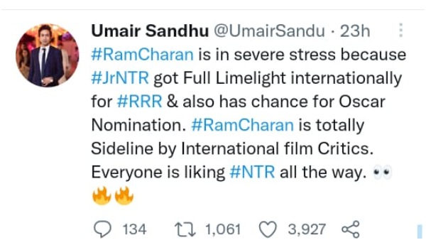 ರಾಮ್ ಚರಣ್ ಬಗ್ಗೆ ಉಮೈರ್ ಸಂಧು ಹೇಳಿದ್ದೇನು?
