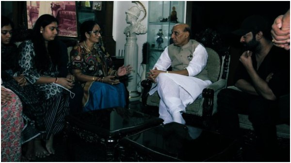 Defence Minister Rajnath Singh Met Late Krishnam Raju Family And Prabhas In Hyderabad Defence Minister Rajnath Singh Met Late Krishnam Raju Family And Prabhas In Hyderabad