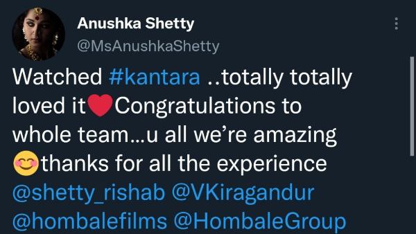 ಅನುಷ್ಕಾ ಶೆಟ್ಟಿ ಕೂಡ ಕಾಂತಾರಕ್ಕೆ ಫಿದಾ